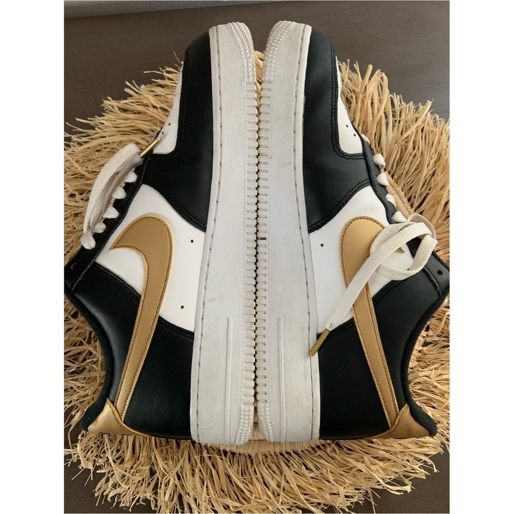 NIKE Men's Air Force One Black White Gold Sneakers Size‎ 10.5 - Picture 11 of 16